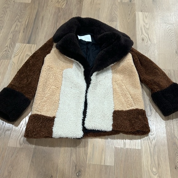 A.L.C. Stefan Sherpa Coat Color Block Teddy Coat Sz M - Picture 5 of 6